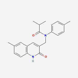 molecular formula C22H24N2O2 B7688151 N-((2-hydroxy-6-methylquinolin-3-yl)methyl)-N-(p-tolyl)isobutyramide 