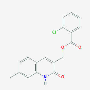 molecular formula C18H14ClNO3 B7688156 (2-hydroxy-7-methylquinolin-3-yl)methyl 2-chlorobenzoate 