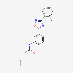 molecular formula C20H21N3O2 B7688157 N-(3-(3-(o-tolyl)-1,2,4-oxadiazol-5-yl)phenyl)pentanamide 
