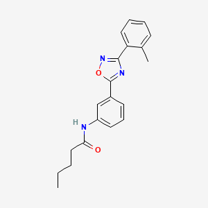 molecular formula C20H21N3O2 B7688157 N-{3-[3-(2-methylphenyl)-1,2,4-oxadiazol-5-yl]phenyl}pentanamide 