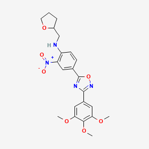 molecular formula C22H24N4O7 B7688184 2-nitro-N-((tetrahydrofuran-2-yl)methyl)-4-(3-(3,4,5-trimethoxyphenyl)-1,2,4-oxadiazol-5-yl)aniline 
