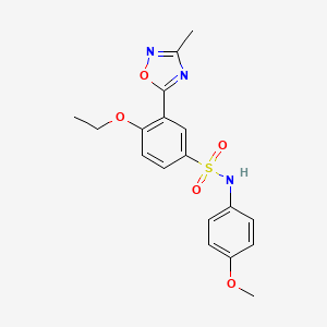 molecular formula C18H19N3O5S B7688202 4-ethoxy-N-(4-methoxyphenyl)-3-(3-methyl-1,2,4-oxadiazol-5-yl)benzenesulfonamide 