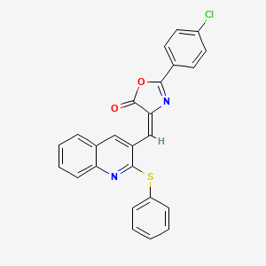 (E)-2-(4-chlorophenyl)-4-((2-(phenylthio)quinolin-3-yl)methylene)oxazol-5(4H)-one