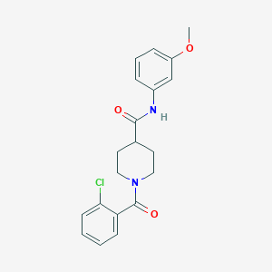 molecular formula C20H21ClN2O3 B7688216 1-(2-chlorobenzoyl)-N-(3-methoxyphenyl)piperidine-4-carboxamide 