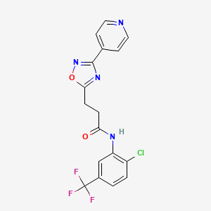 molecular formula C17H12ClF3N4O2 B7688221 N-(2-chloro-5-(trifluoromethyl)phenyl)-3-(3-(pyridin-4-yl)-1,2,4-oxadiazol-5-yl)propanamide 
