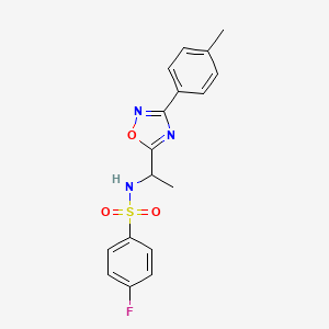 4-fluoro-N-(1-(3-(p-tolyl)-1,2,4-oxadiazol-5-yl)ethyl)benzenesulfonamide