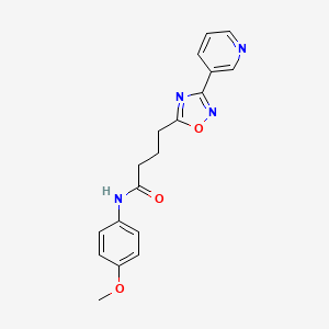 molecular formula C18H18N4O3 B7688252 N-(4-methoxyphenyl)-4-(3-(pyridin-3-yl)-1,2,4-oxadiazol-5-yl)butanamide 