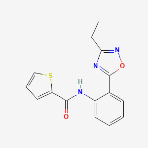 molecular formula C15H13N3O2S B7688260 N-(2-(3-ethyl-1,2,4-oxadiazol-5-yl)phenyl)thiophene-2-carboxamide 