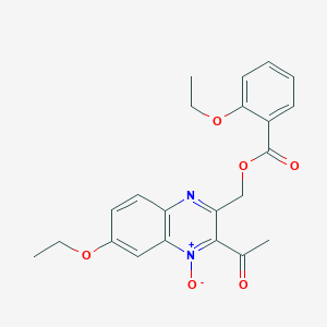 molecular formula C22H22N2O6 B7688268 2-acetyl-7-ethoxy-3-(((2-ethoxybenzoyl)oxy)methyl)quinoxaline 1-oxide 
