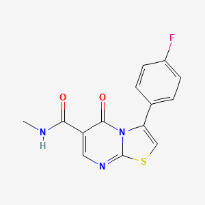 molecular formula C14H10FN3O2S B7688288 methyl 2-[3-(4-fluorophenyl)-5-oxo-5H-[1,3]thiazolo[3,2-a]pyrimidine-6-amido]-4,5-dimethoxybenzoate 