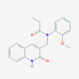 molecular formula C20H20N2O3 B7688330 N-((2-hydroxyquinolin-3-yl)methyl)-N-(2-methoxyphenyl)propionamide 