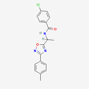 4-chloro-N-(1-(3-(p-tolyl)-1,2,4-oxadiazol-5-yl)ethyl)benzamide