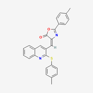 molecular formula C27H20N2O2S B7688363 (E)-2-(p-tolyl)-4-((2-(p-tolylthio)quinolin-3-yl)methylene)oxazol-5(4H)-one 