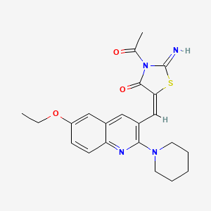 molecular formula C22H24N4O3S B7688374 (E)-3-acetyl-5-((6-ethoxy-2-(piperidin-1-yl)quinolin-3-yl)methylene)-2-iminothiazolidin-4-one 