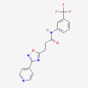 molecular formula C17H13F3N4O2 B7688380 3-(3-(pyridin-4-yl)-1,2,4-oxadiazol-5-yl)-N-(3-(trifluoromethyl)phenyl)propanamide 