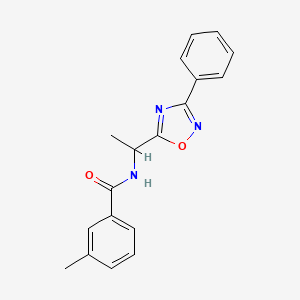 3-methyl-N-(1-(3-phenyl-1,2,4-oxadiazol-5-yl)ethyl)benzamide