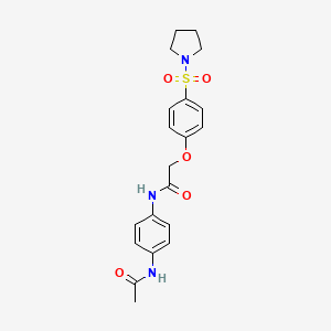 molecular formula C20H23N3O5S B7688405 N-(4-acetamidophenyl)-2-(4-(pyrrolidin-1-ylsulfonyl)phenoxy)acetamide 