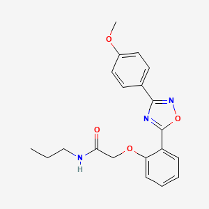 molecular formula C20H21N3O4 B7688411 2-(2-(3-(4-methoxyphenyl)-1,2,4-oxadiazol-5-yl)phenoxy)-N-propylacetamide 