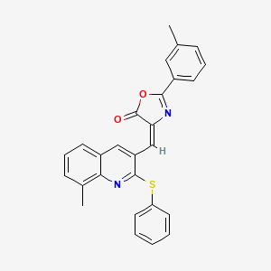 (E)-4-((8-methyl-2-(phenylthio)quinolin-3-yl)methylene)-2-(m-tolyl)oxazol-5(4H)-one