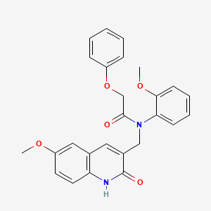 molecular formula C26H24N2O5 B7688469 N-((2-hydroxy-6-methoxyquinolin-3-yl)methyl)-N-(2-methoxyphenyl)-2-phenoxyacetamide 