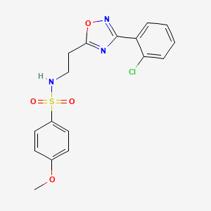 molecular formula C17H16ClN3O4S B7688472 N-(2-(3-(2-chlorophenyl)-1,2,4-oxadiazol-5-yl)ethyl)-4-methoxybenzenesulfonamide 