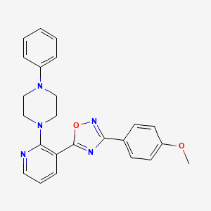 molecular formula C24H23N5O2 B7688478 3-(4-methoxyphenyl)-5-(2-(4-phenylpiperazin-1-yl)pyridin-3-yl)-1,2,4-oxadiazole 