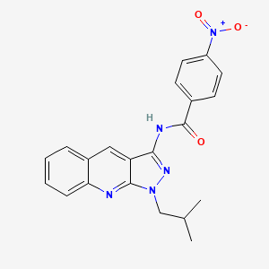 molecular formula C21H19N5O3 B7688489 N-(1-isobutyl-1H-pyrazolo[3,4-b]quinolin-3-yl)-4-nitrobenzamide 