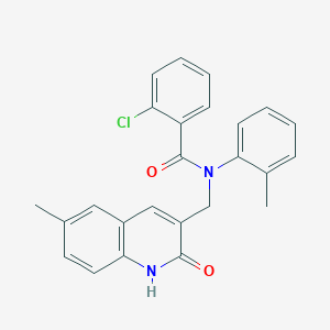 2-chloro-N-((2-hydroxy-6-methylquinolin-3-yl)methyl)-N-(o-tolyl)benzamide