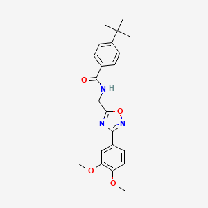 molecular formula C22H25N3O4 B7688514 4-(tert-butyl)-N-((3-(3,4-dimethoxyphenyl)-1,2,4-oxadiazol-5-yl)methyl)benzamide 