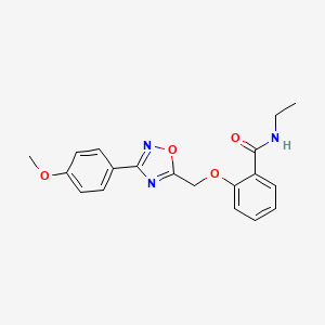 molecular formula C19H19N3O4 B7688521 N-ethyl-2-((3-(4-methoxyphenyl)-1,2,4-oxadiazol-5-yl)methoxy)benzamide 