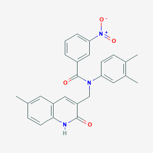 molecular formula C26H23N3O4 B7688536 N-(3,4-dimethylphenyl)-N-((2-hydroxy-6-methylquinolin-3-yl)methyl)-3-nitrobenzamide 