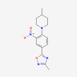 molecular formula C15H18N4O3 B7688544 3-methyl-5-(4-(4-methylpiperidin-1-yl)-3-nitrophenyl)-1,2,4-oxadiazole 