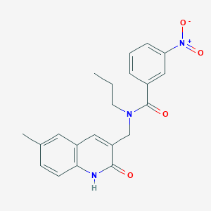 molecular formula C21H21N3O4 B7688559 N-((2-hydroxy-6-methylquinolin-3-yl)methyl)-3-nitro-N-propylbenzamide 