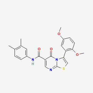 molecular formula C23H21N3O4S B7688572 3-(2,5-dimethoxyphenyl)-N-(3,4-dimethoxyphenyl)-5-oxo-5H-[1,3]thiazolo[3,2-a]pyrimidine-6-carboxamide 