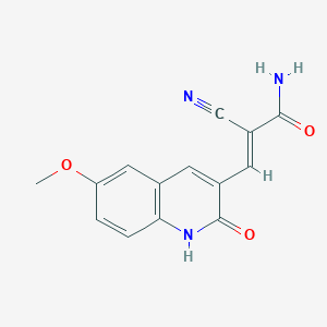 (E)-2-cyano-3-(2-hydroxy-6-methoxyquinolin-3-yl)acrylamide