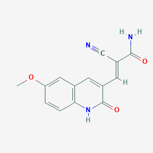 molecular formula C14H11N3O3 B7688573 (E)-2-cyano-3-(2-hydroxy-6-methoxyquinolin-3-yl)acrylamide 