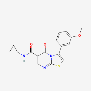 molecular formula C17H15N3O3S B7688593 N-[(2H-1,3-benzodioxol-5-yl)methyl]-3-(3-methoxyphenyl)-5-oxo-5H-[1,3]thiazolo[3,2-a]pyrimidine-6-carboxamide 