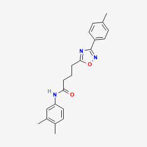 molecular formula C21H23N3O2 B7688605 N-(3,4-dimethylphenyl)-4-(3-(p-tolyl)-1,2,4-oxadiazol-5-yl)butanamide 