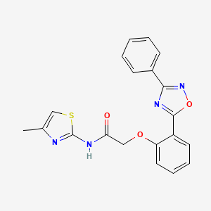 molecular formula C20H16N4O3S B7688609 N-(4-methylthiazol-2-yl)-2-(2-(3-phenyl-1,2,4-oxadiazol-5-yl)phenoxy)acetamide 
