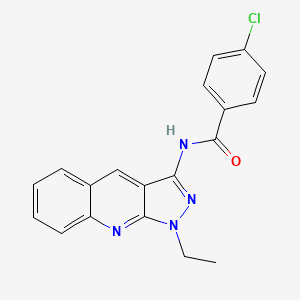 molecular formula C19H15ClN4O B7688617 4-chloro-N-(1-ethyl-1H-pyrazolo[3,4-b]quinolin-3-yl)benzamide 