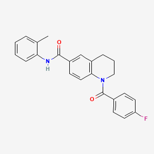 molecular formula C24H21FN2O2 B7688619 1-(4-fluorobenzoyl)-N-(o-tolyl)-1,2,3,4-tetrahydroquinoline-6-carboxamide 