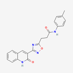 molecular formula C21H18N4O3 B7688622 3-(3-(2-hydroxyquinolin-3-yl)-1,2,4-oxadiazol-5-yl)-N-(p-tolyl)propanamide 