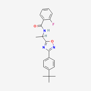 N-(1-(3-(4-(tert-butyl)phenyl)-1,2,4-oxadiazol-5-yl)ethyl)-2-fluorobenzamide