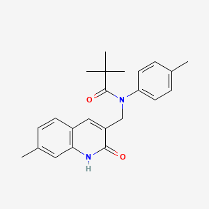 molecular formula C23H26N2O2 B7688661 N-((2-hydroxy-7-methylquinolin-3-yl)methyl)-N-(p-tolyl)pivalamide 