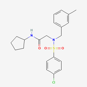 molecular formula C21H25ClN2O3S B7688665 2-(4-chloro-N-(3-methylbenzyl)phenylsulfonamido)-N-cyclopentylacetamide 