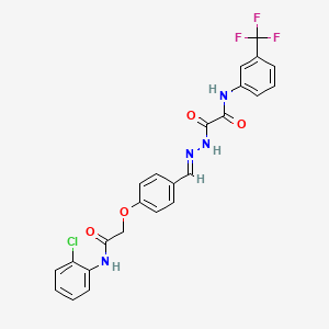 molecular formula C24H18ClF3N4O4 B7688669 (E)-2-(2-(4-(2-((2-chlorophenyl)amino)-2-oxoethoxy)benzylidene)hydrazinyl)-2-oxo-N-(3-(trifluoromethyl)phenyl)acetamide 