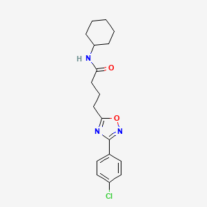 molecular formula C18H22ClN3O2 B7688684 4-(3-(4-chlorophenyl)-1,2,4-oxadiazol-5-yl)-N-cyclohexylbutanamide 