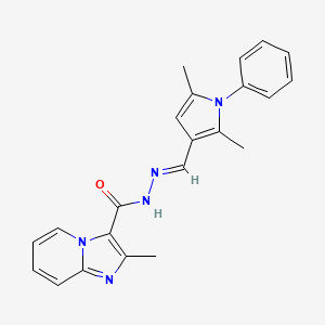 molecular formula C22H21N5O B7688686 (E)-N'-((2,5-dimethyl-1-phenyl-1H-pyrrol-3-yl)methylene)-2-methylimidazo[1,2-a]pyridine-3-carbohydrazide CAS No. 356087-09-7