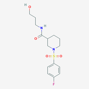 1-((4-fluorophenyl)sulfonyl)-N-(3-hydroxypropyl)piperidine-3-carboxamide