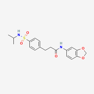 molecular formula C19H22N2O5S B7688690 N-(benzo[d][1,3]dioxol-5-yl)-3-(4-(N-isopropylsulfamoyl)phenyl)propanamide 